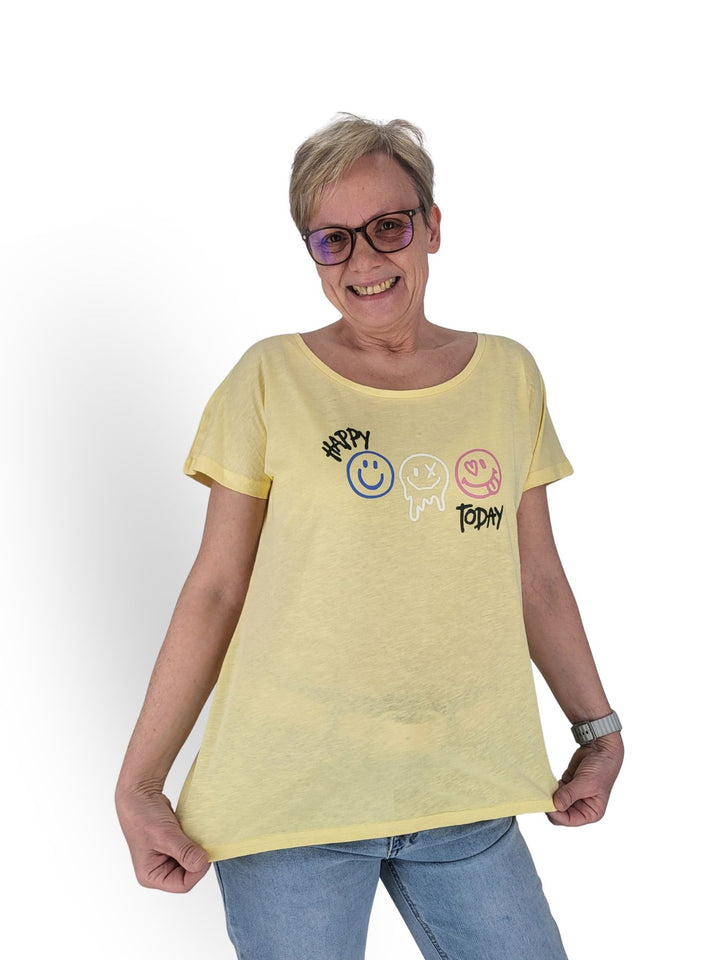 New View Damen T-Shirt Smiley Baumwolle