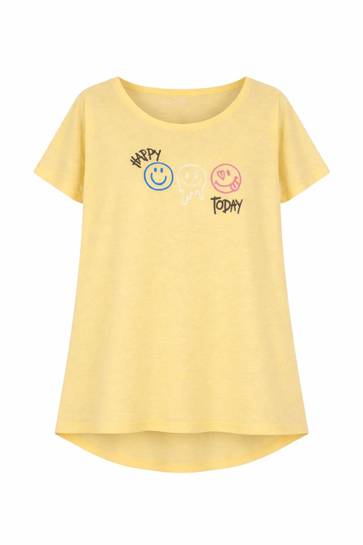 New View Damen T-Shirt Smiley Baumwolle