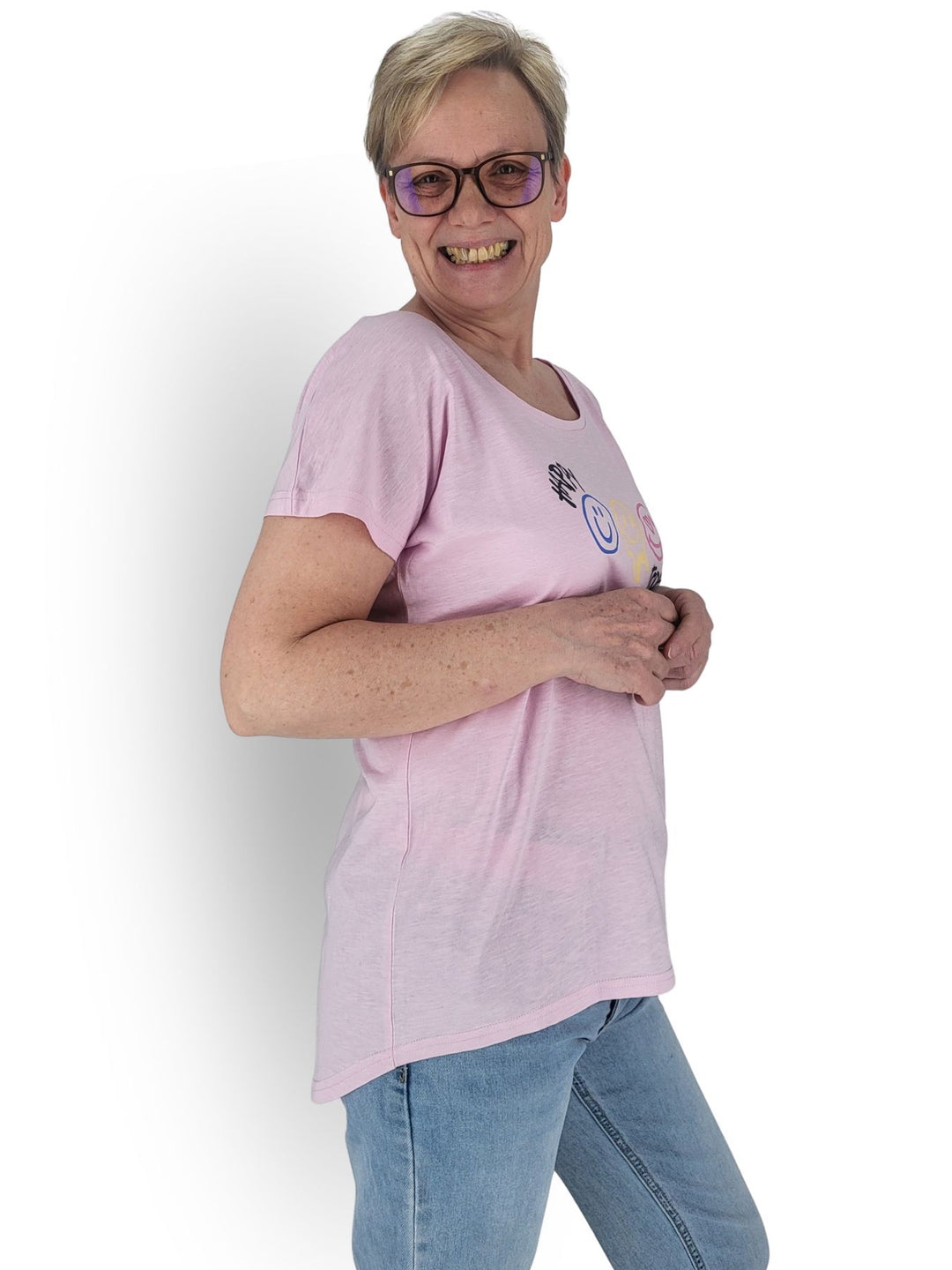 New View Damen T-Shirt Smiley Baumwolle
