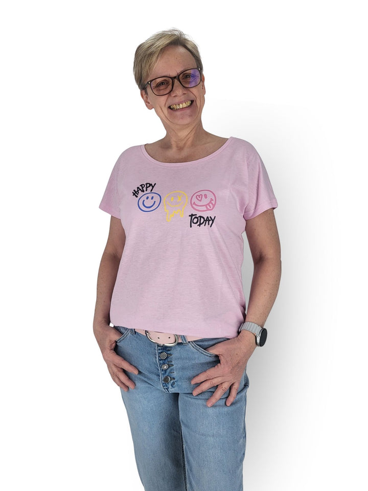 New View Damen T-Shirt Smiley Baumwolle