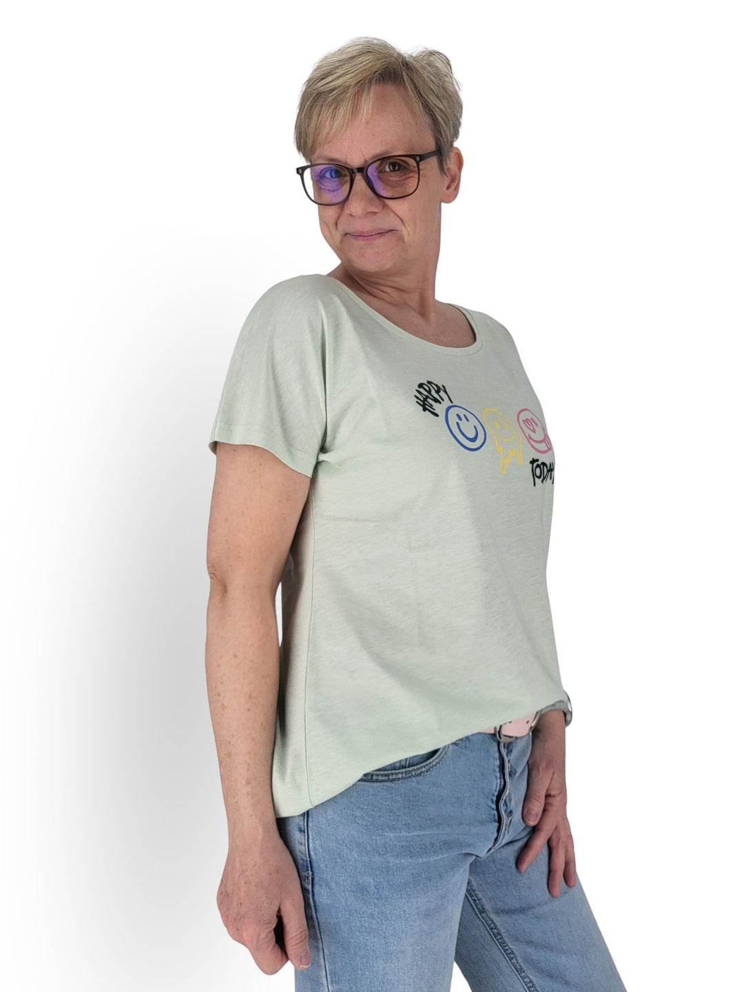 New View Damen T-Shirt Smiley Baumwolle