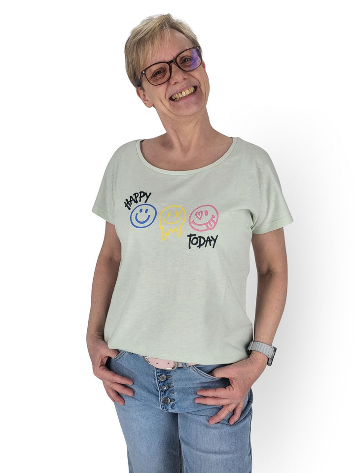 New View Damen T-Shirt Smiley Baumwolle