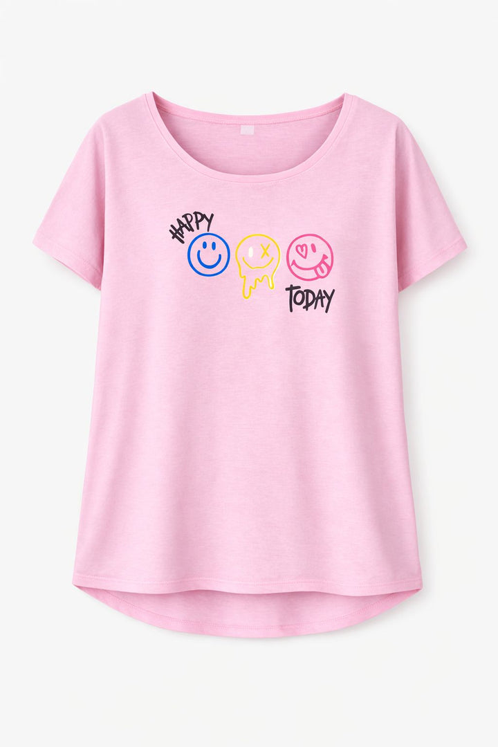 New View Damen T-Shirt Smiley Baumwolle