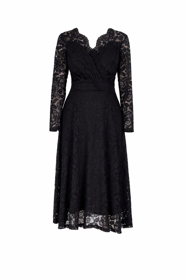 Spitzenkleid Langarm Altrosa Midi