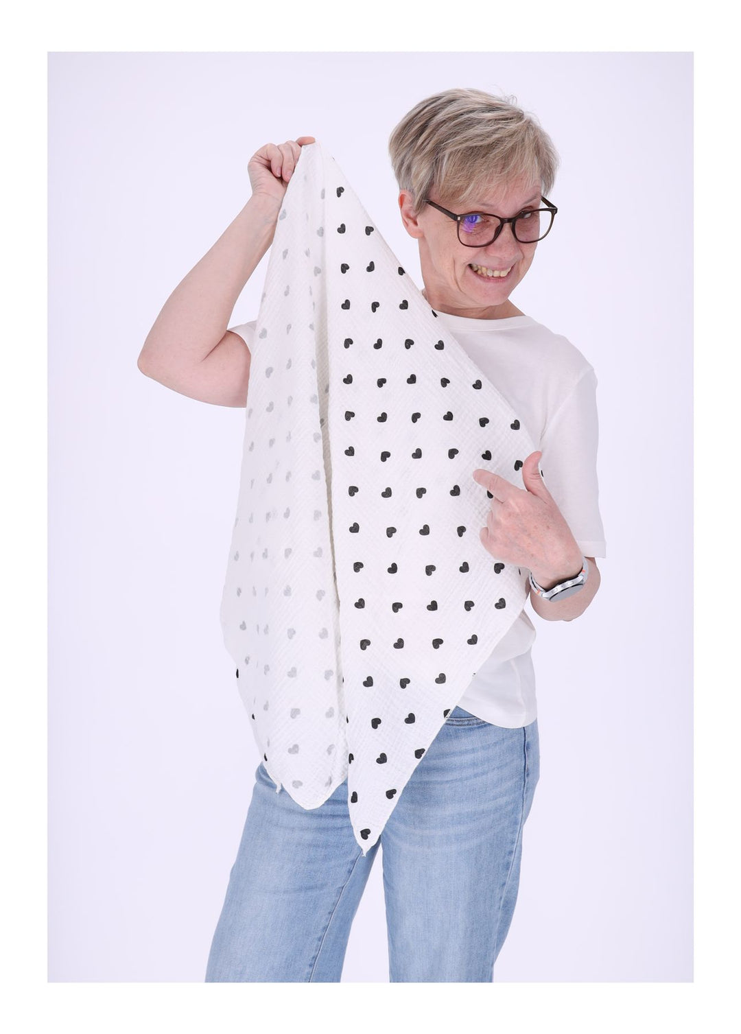 Dreieckstuch Musselin kleine Herzen