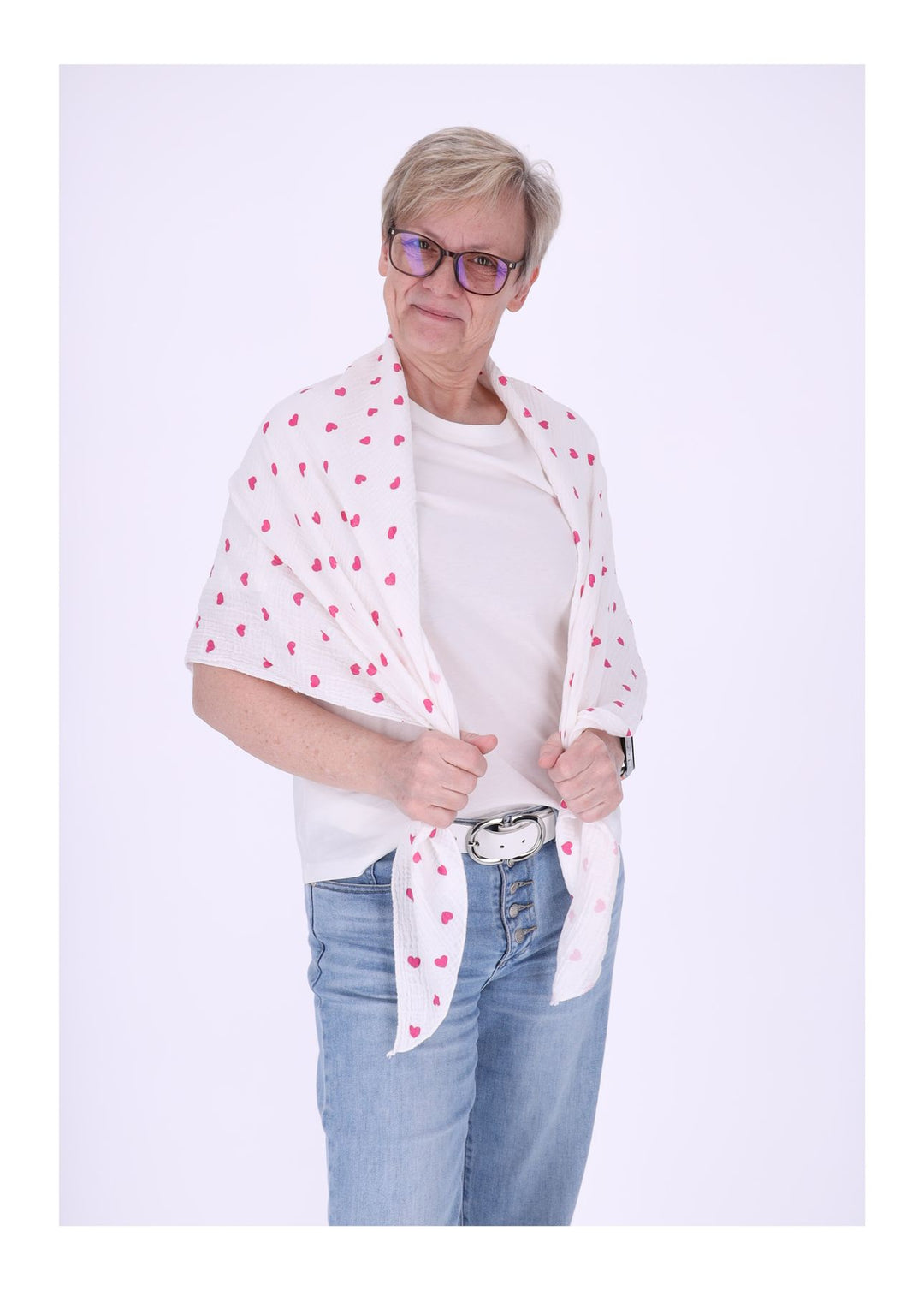Dreieckstuch Musselin kleine Herzen