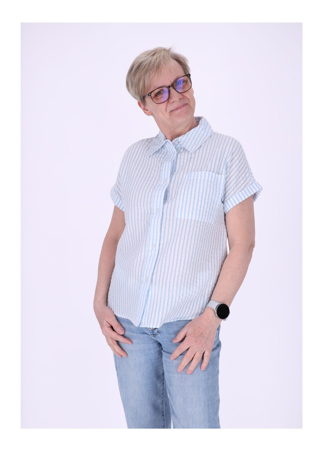 New View Damen Bluse Kurzarm Baumwolle