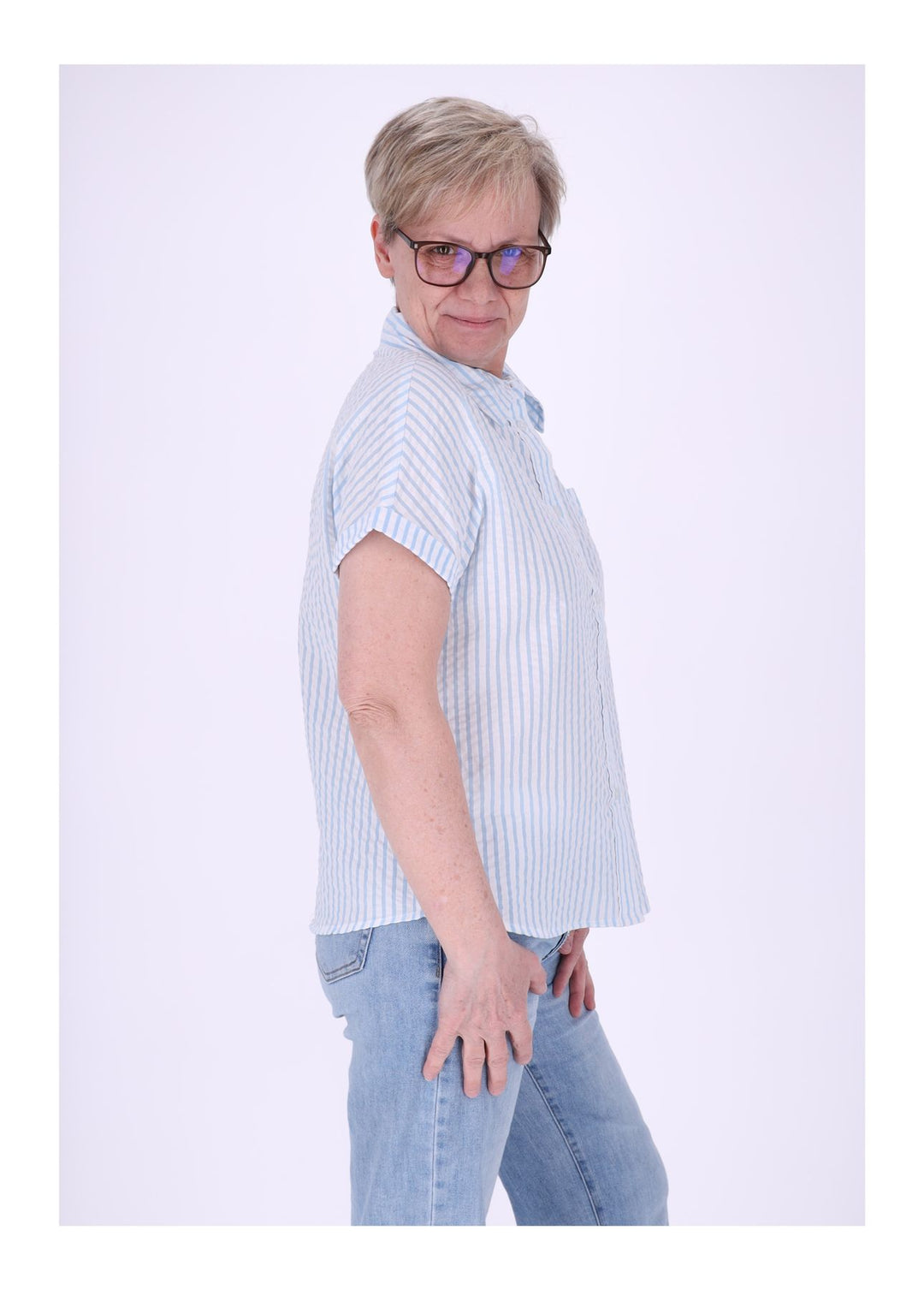 New View Damen Bluse Kurzarm Baumwolle