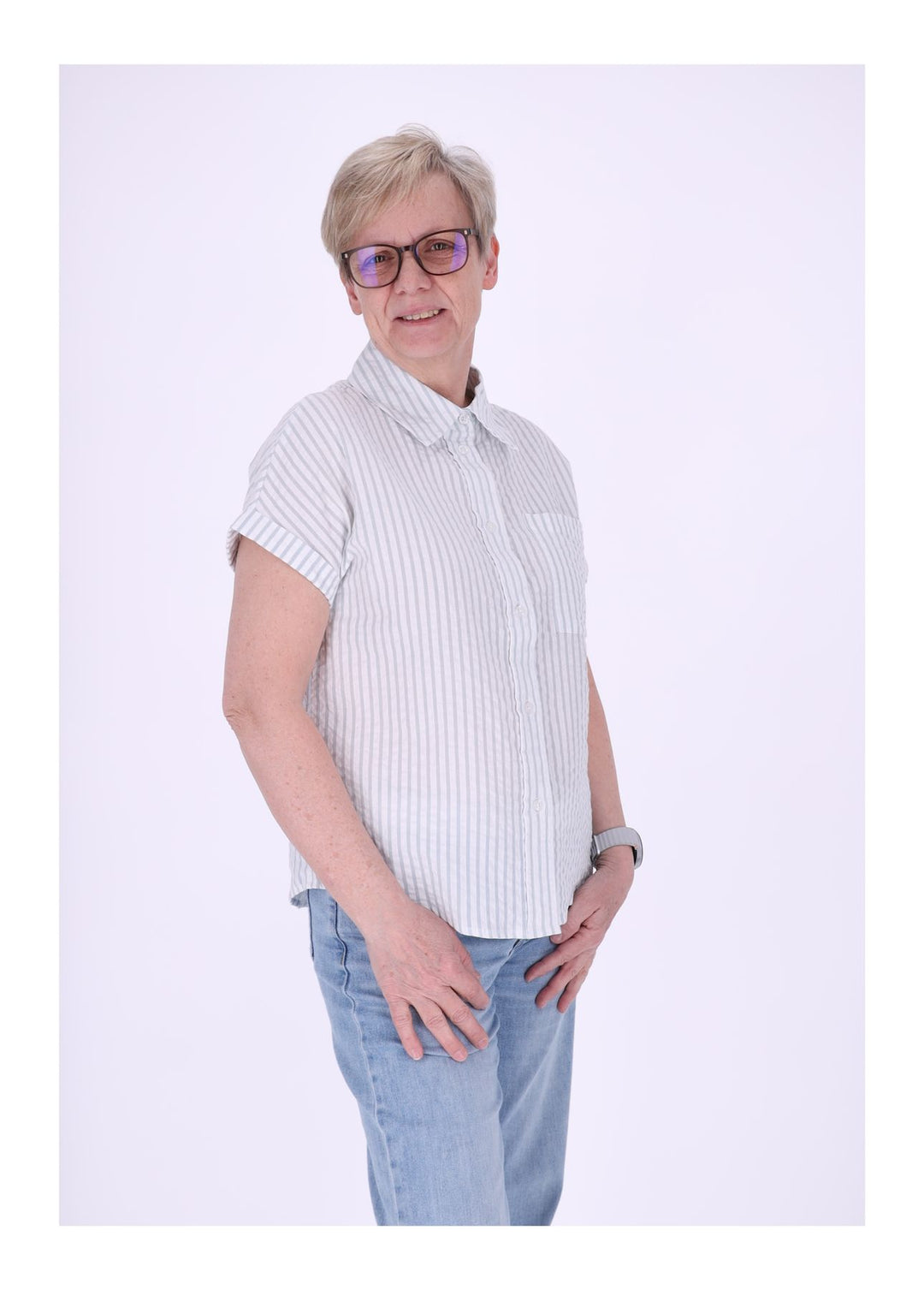 New View Damen Bluse Kurzarm Baumwolle