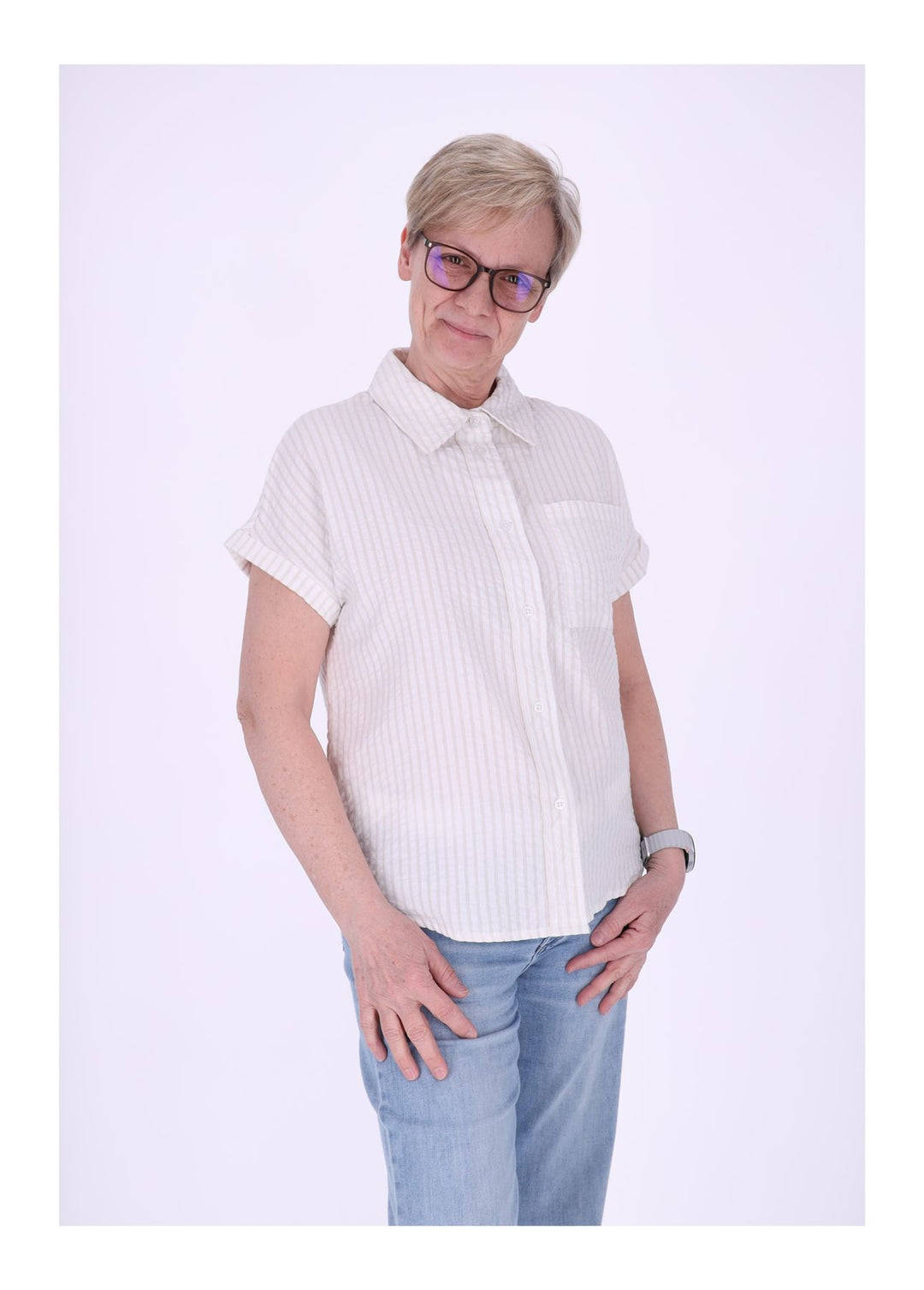 New View Damen Bluse Kurzarm Baumwolle