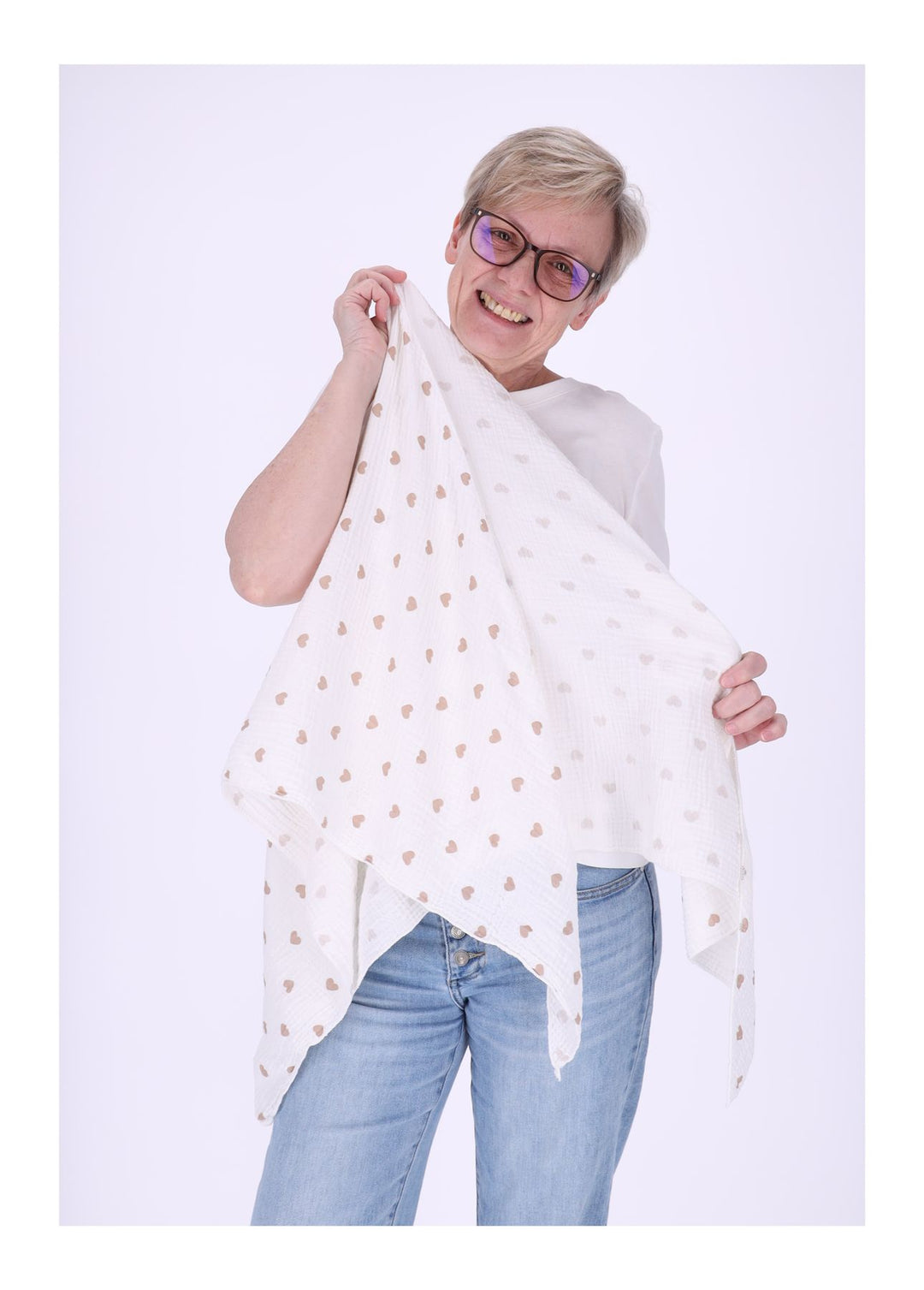 Dreieckstuch Musselin kleine Herzen