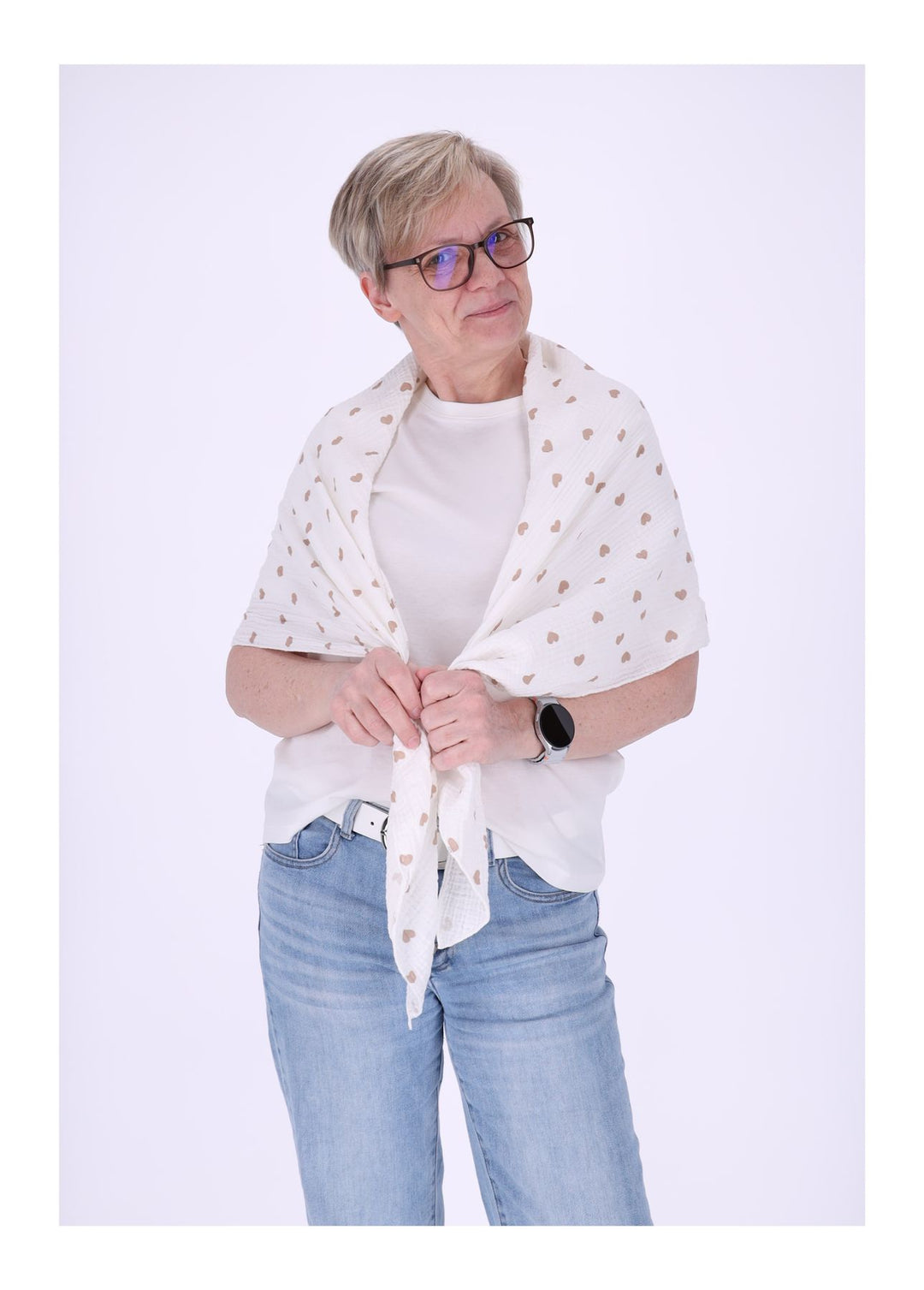 Dreieckstuch Musselin kleine Herzen