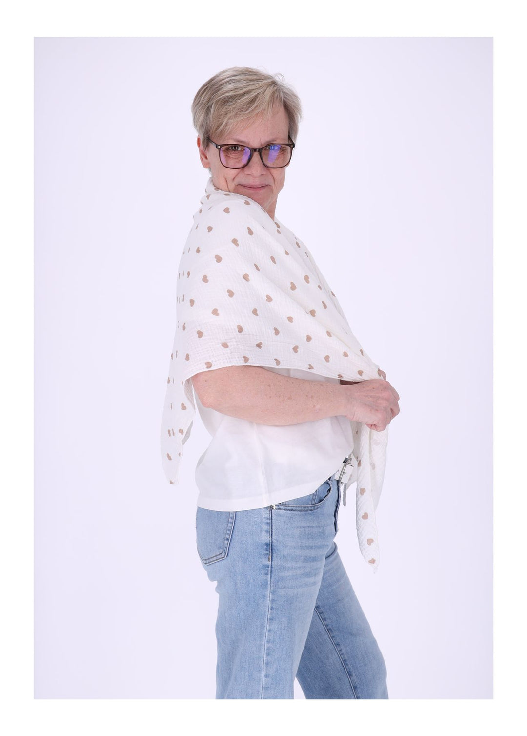 Dreieckstuch Musselin kleine Herzen