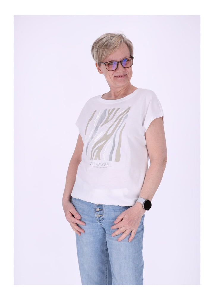 New View Damen T-Shirt Pailletten THANKFUL
