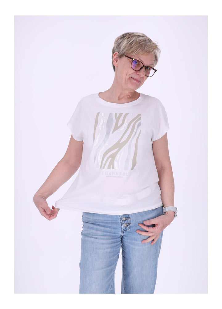 New View Damen T-Shirt Pailletten THANKFUL