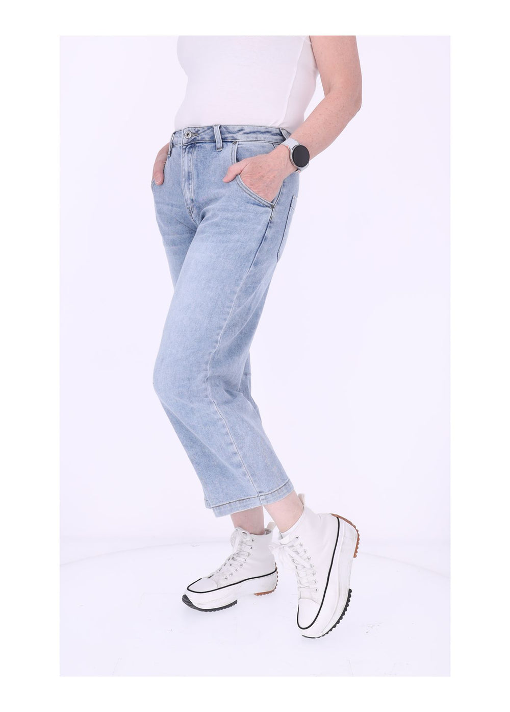 7/8 Jeans Damen gerader Schnitt Nähte