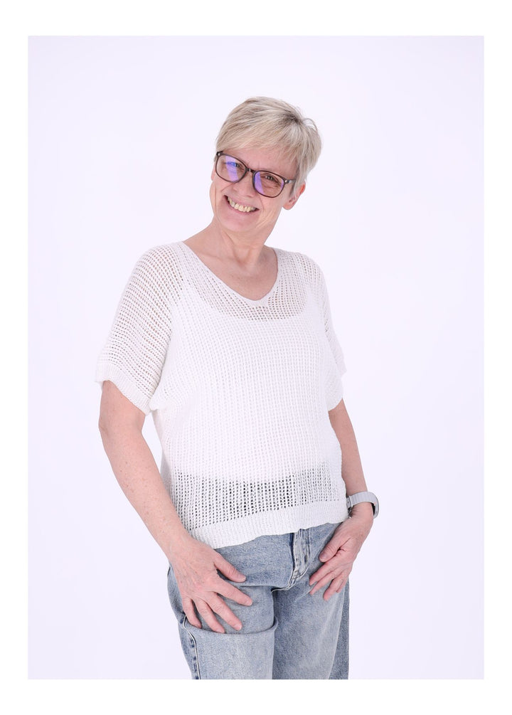 Splash of Color Damen Häkeloptik T-Shirt