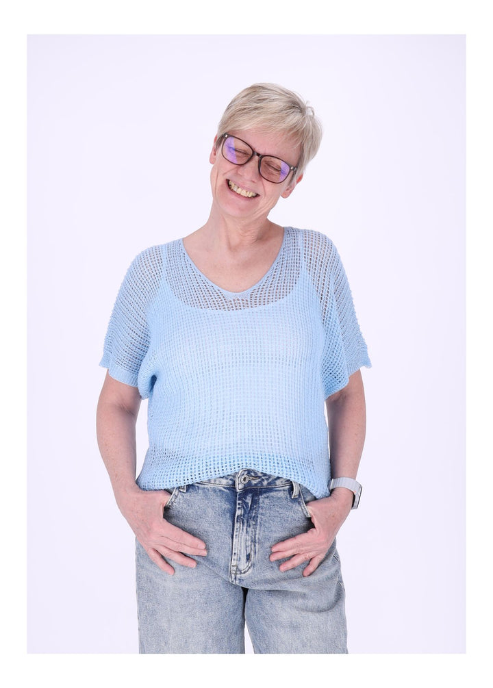 Splash of Color Damen Häkeloptik T-Shirt