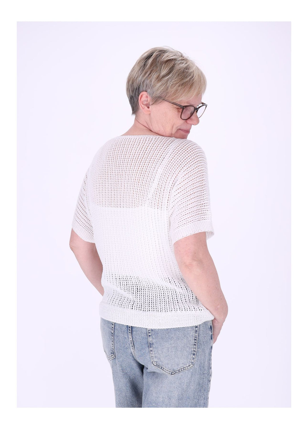 Splash of Color Damen Häkeloptik T-Shirt