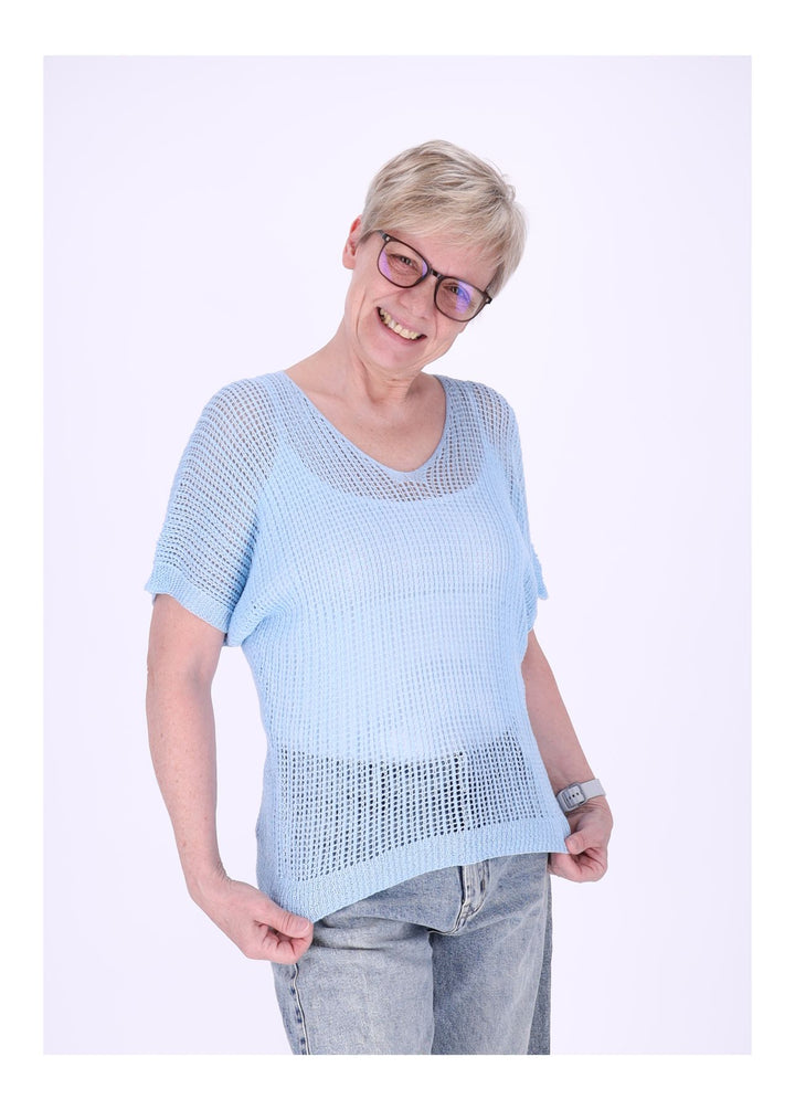 Splash of Color Damen Häkeloptik T-Shirt