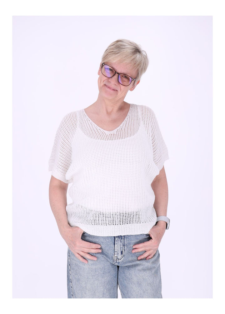 Splash of Color Damen Häkeloptik T-Shirt