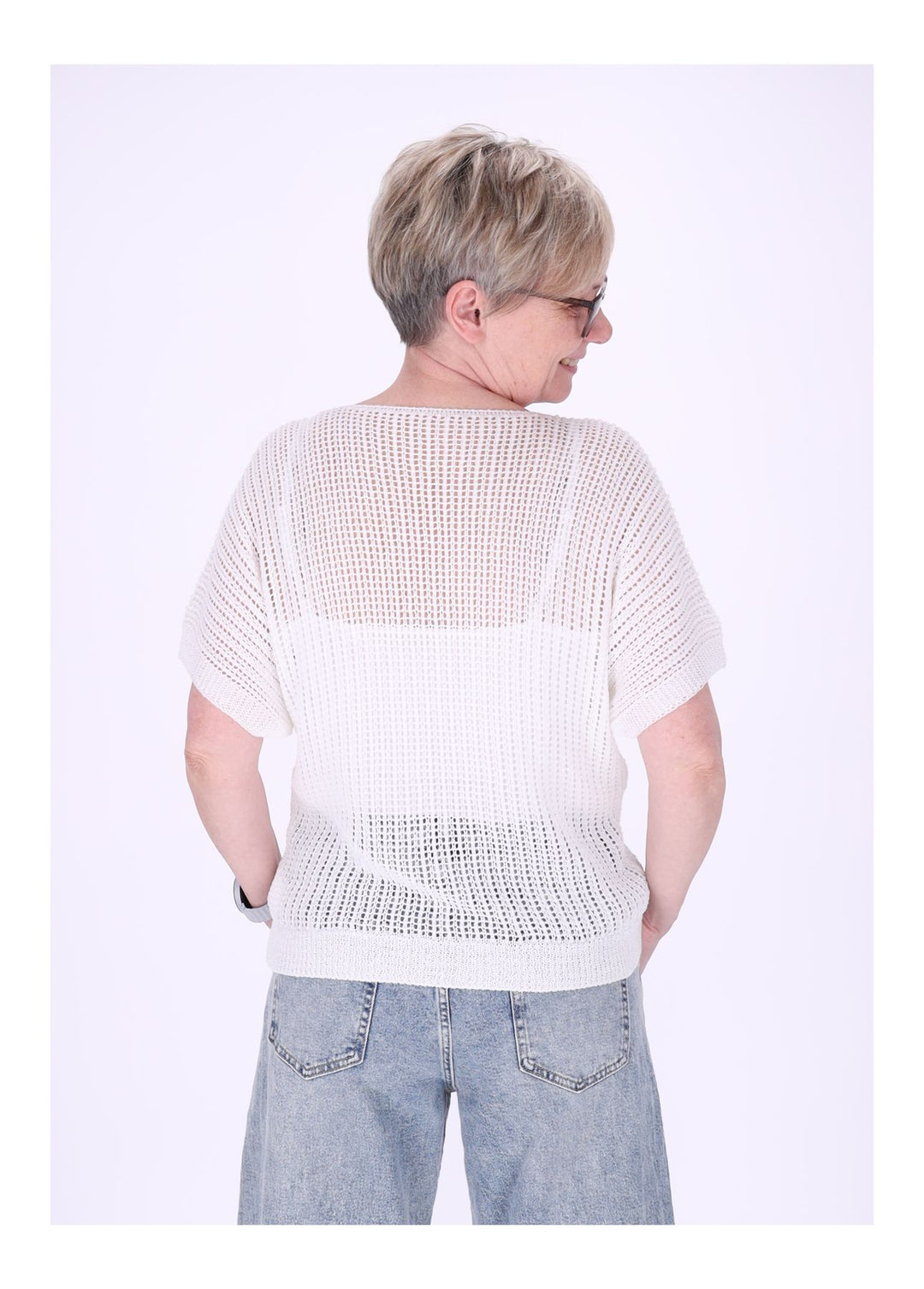 Splash of Color Damen Häkeloptik T-Shirt
