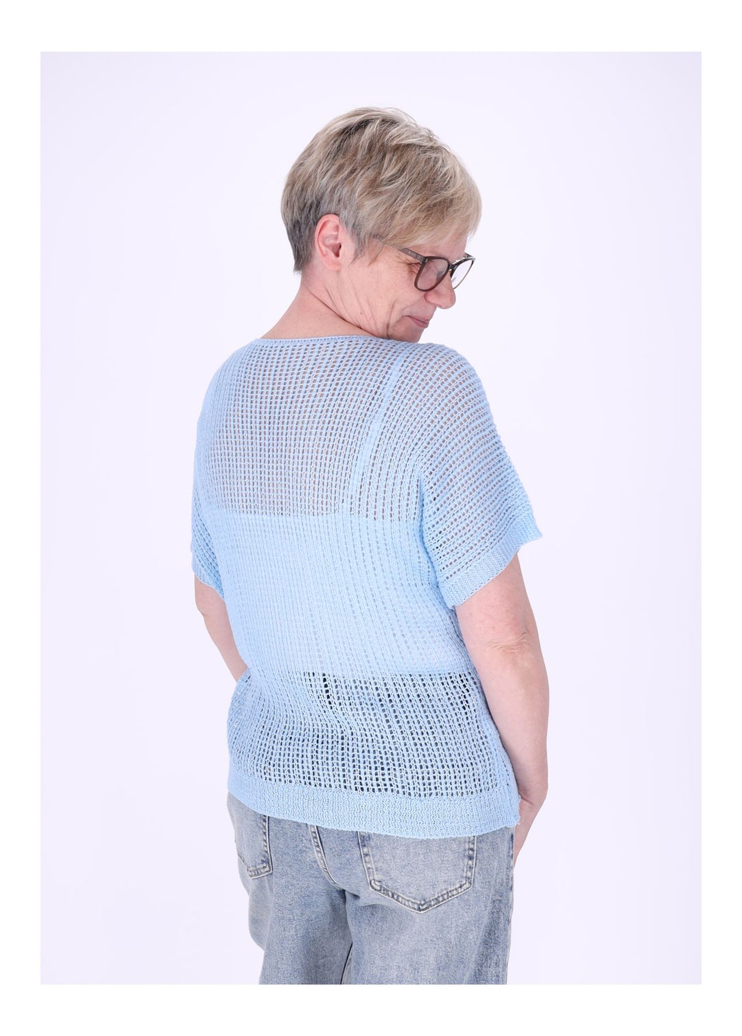 Splash of Color Damen Häkeloptik T-Shirt