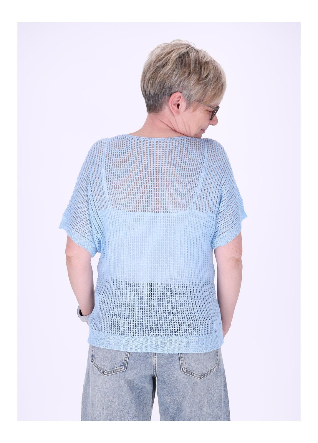 Splash of Color Damen Häkeloptik T-Shirt