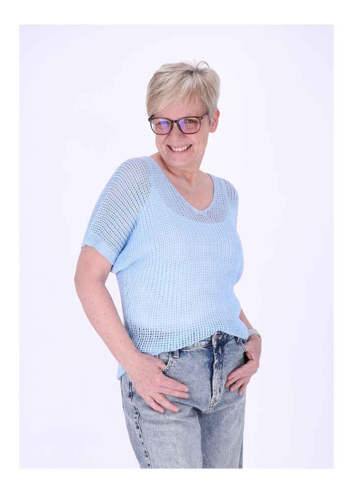 Splash of Color Damen Häkeloptik T-Shirt