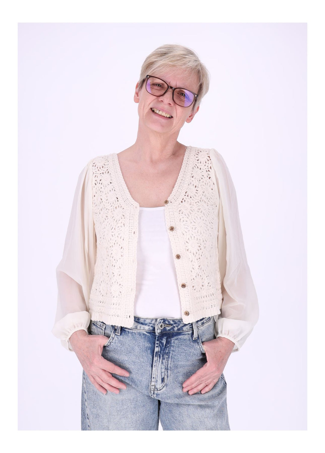 Splash of Color Häkeljacke Damen