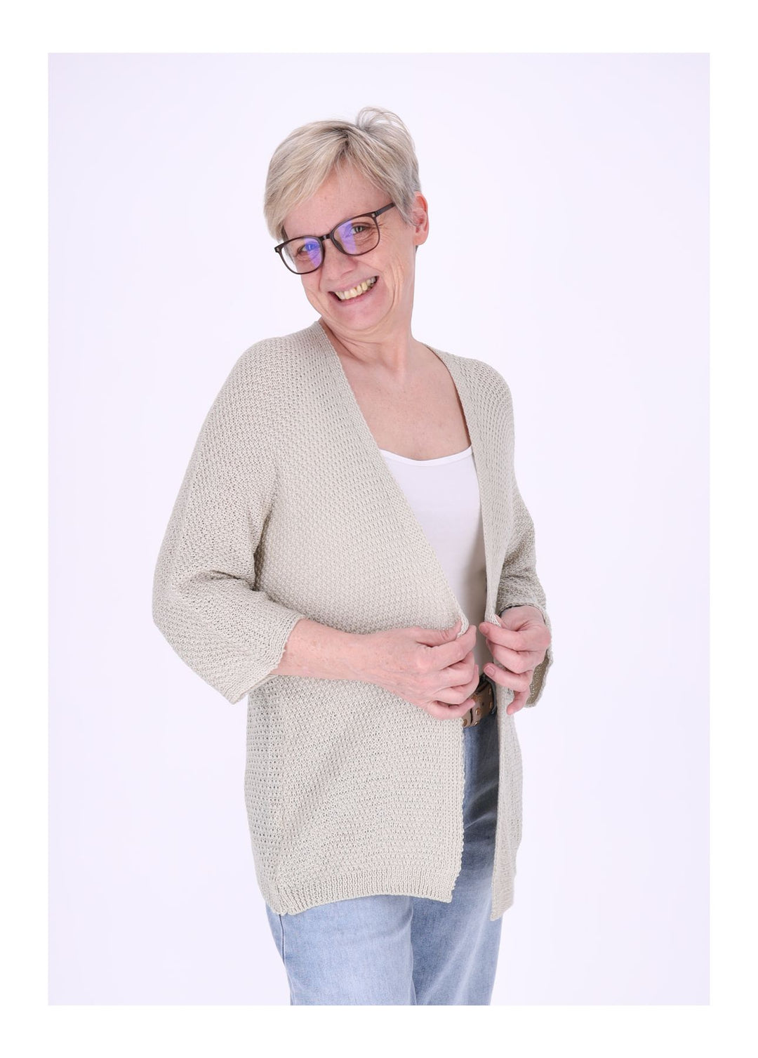 Strickjacke Damen offen 3/4 Arm