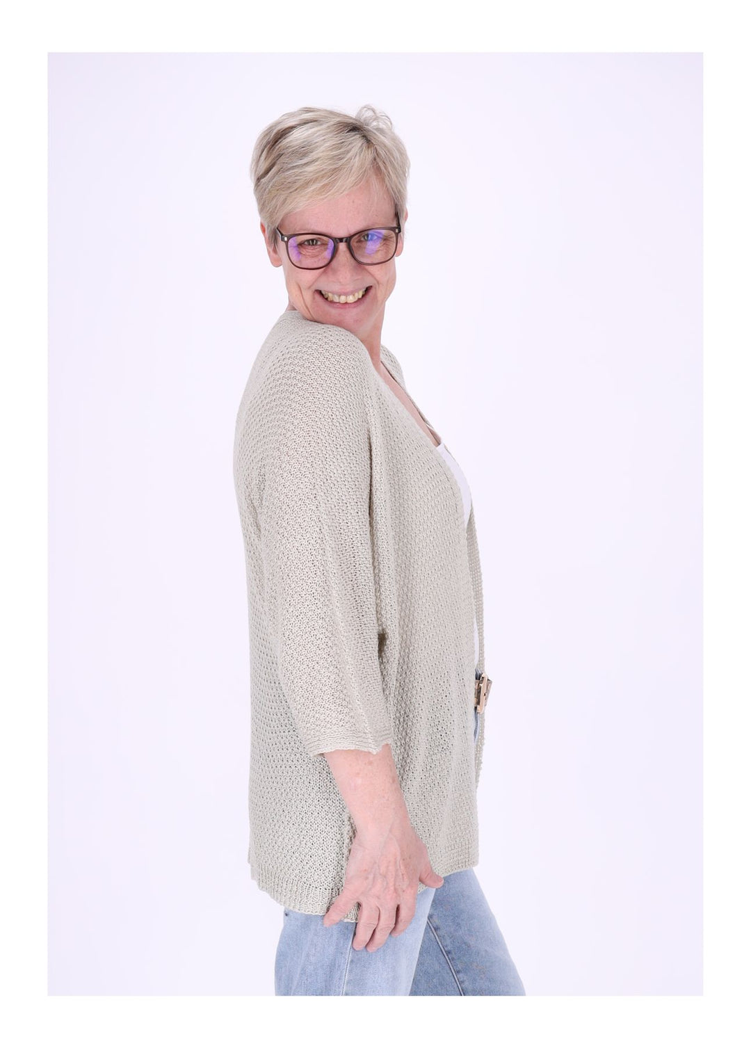 Strickjacke Damen offen 3/4 Arm