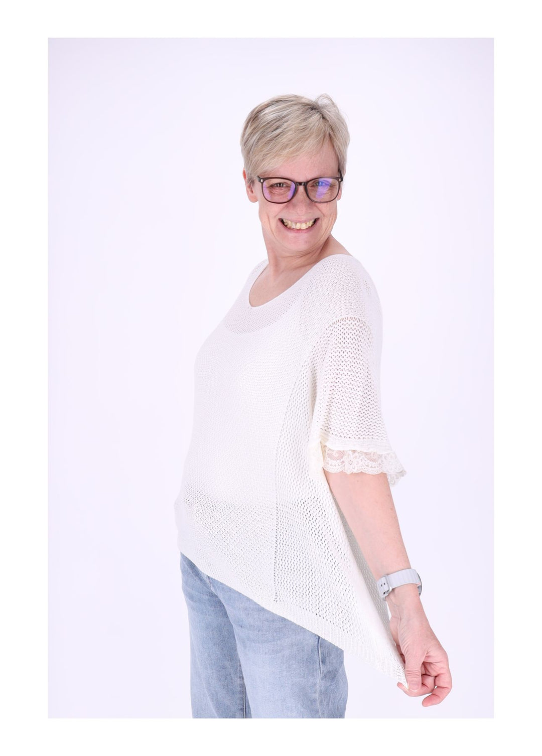 Splash of Color Damen T-Shirt gehäkelt