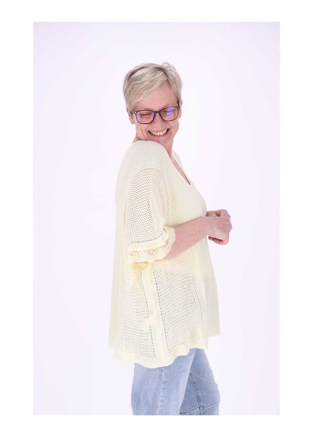 Splash of Color Damen T-Shirt gehäkelt