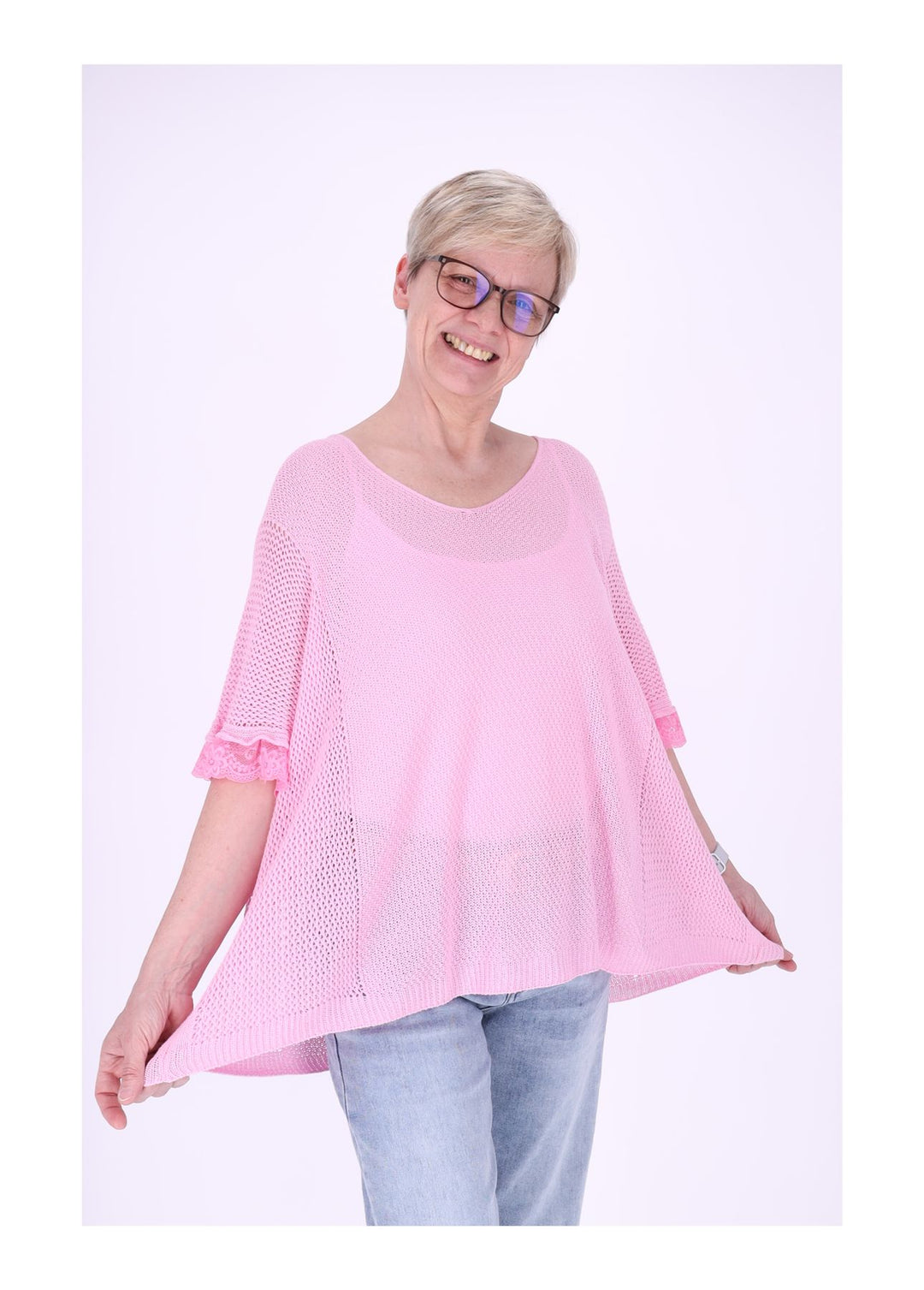 Splash of Color Damen T-Shirt gehäkelt