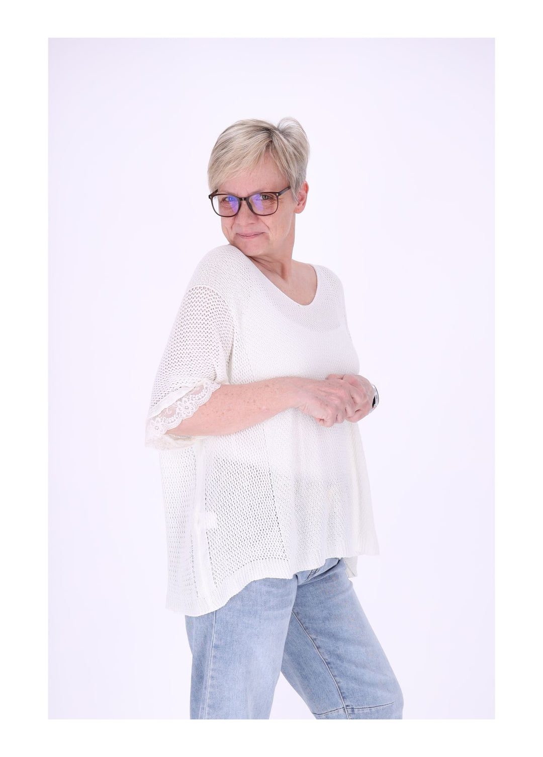 Splash of Color Damen T-Shirt gehäkelt
