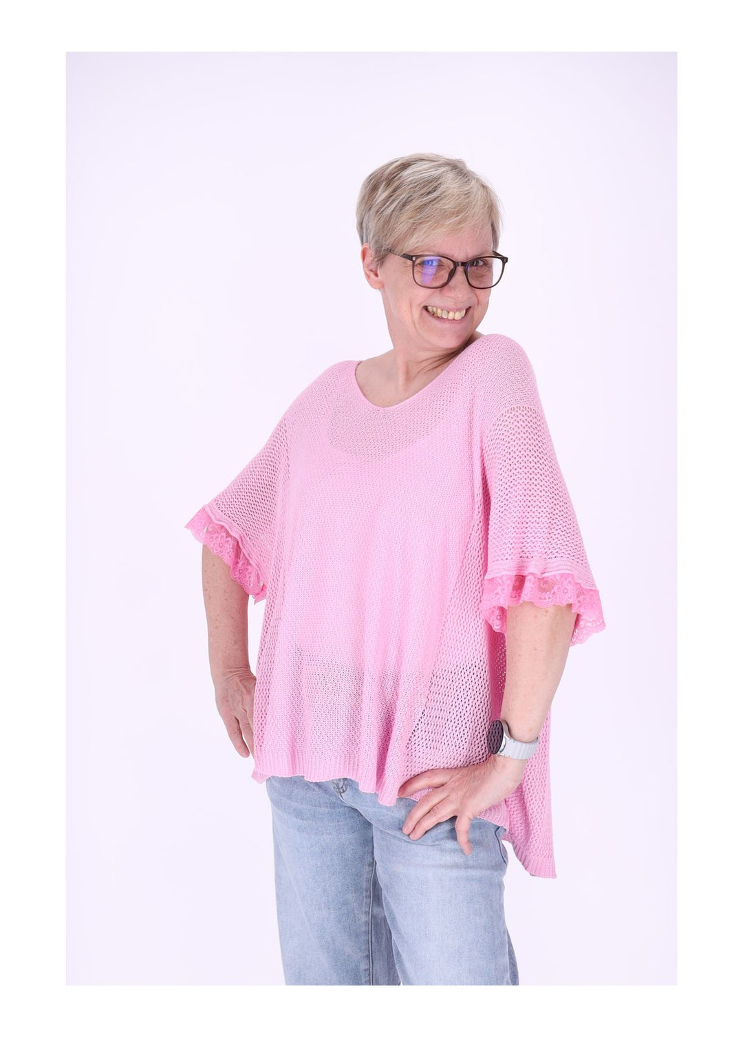Splash of Color Damen T-Shirt gehäkelt