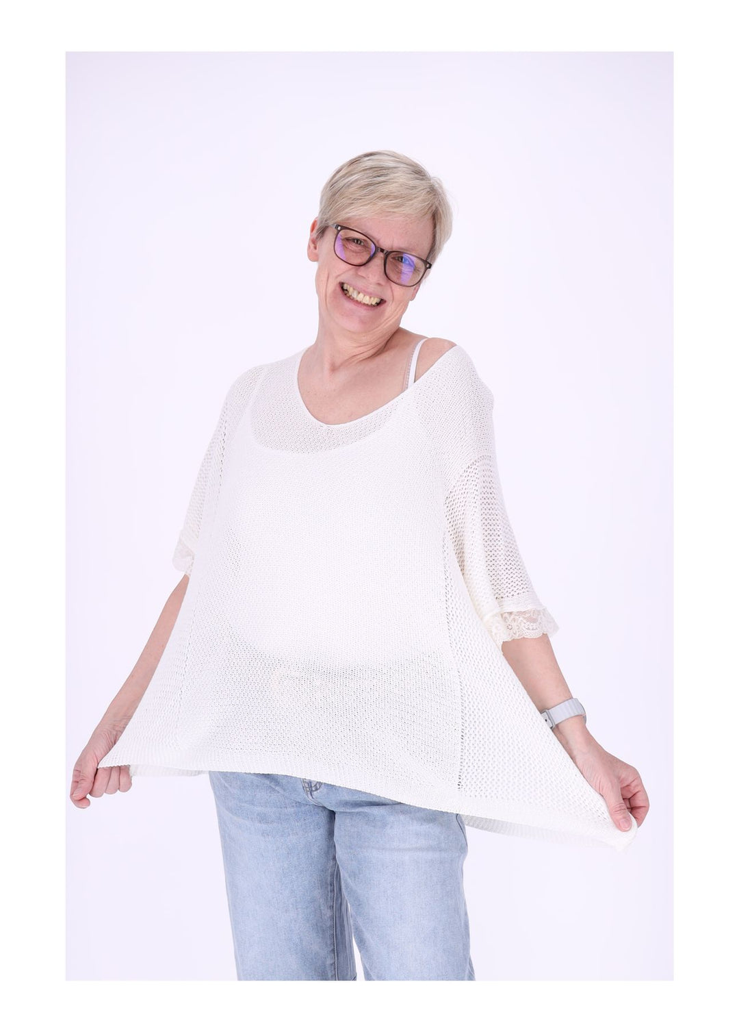 Splash of Color Damen T-Shirt gehäkelt