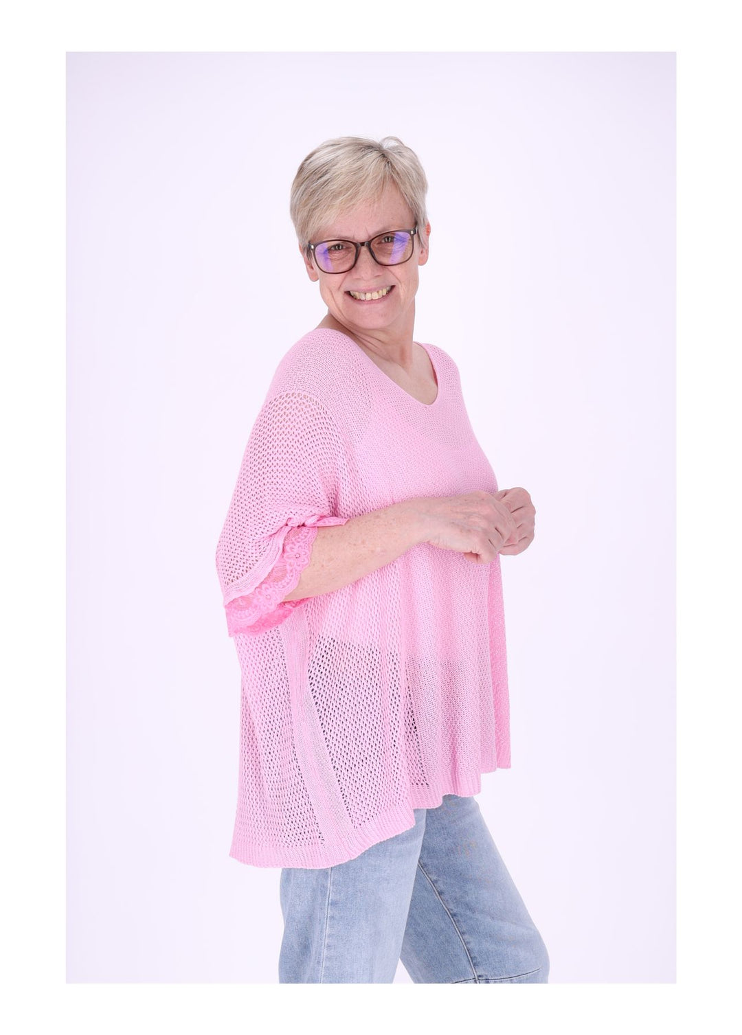 Splash of Color Damen T-Shirt gehäkelt