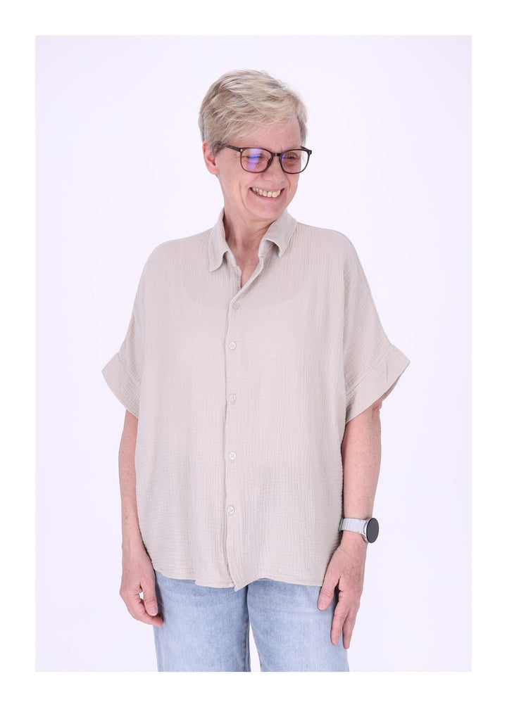 Splash of Color Musselin Bluse Kurzarm