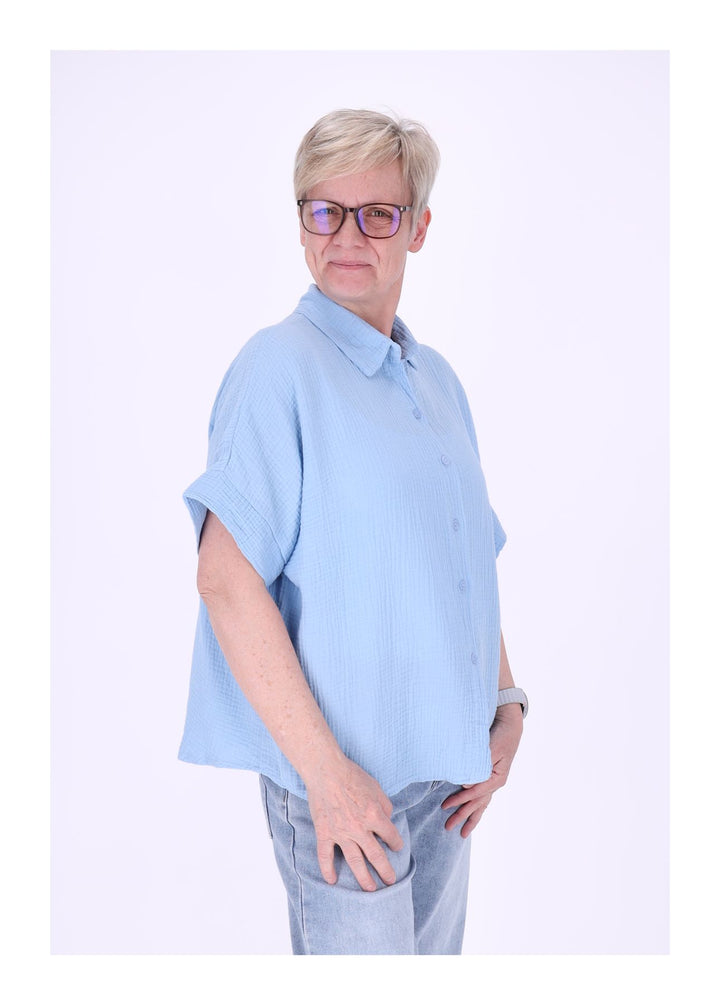 Splash of Color Musselin Bluse Kurzarm