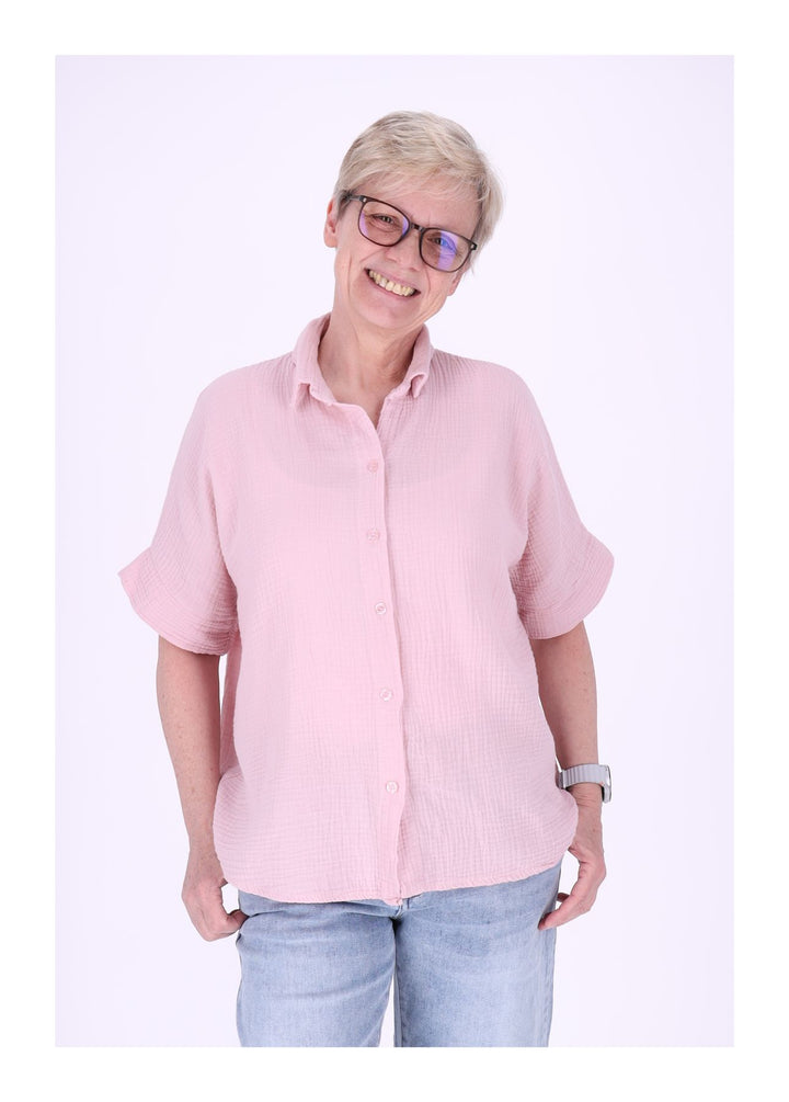 Splash of Color Musselin Bluse Kurzarm