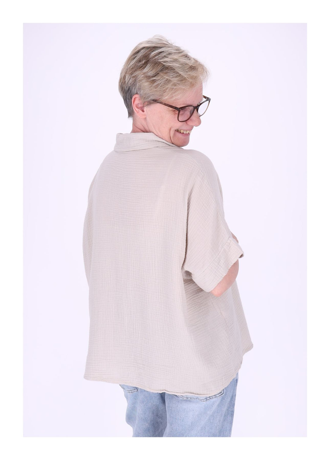 Splash of Color Musselin Bluse Kurzarm