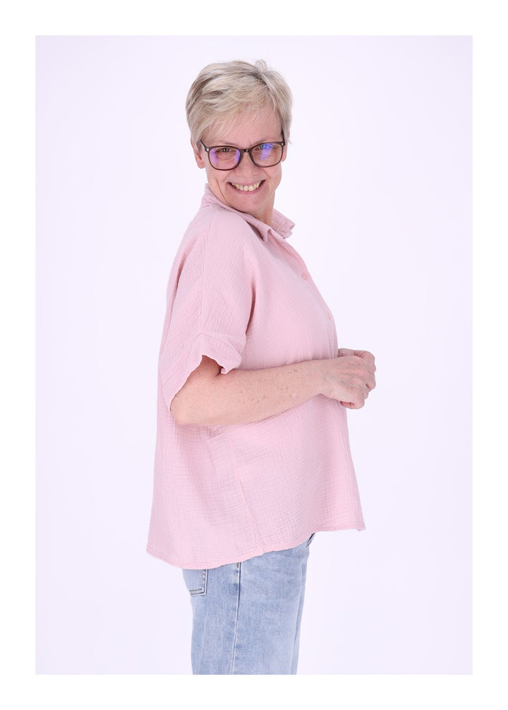 Splash of Color Musselin Bluse Kurzarm