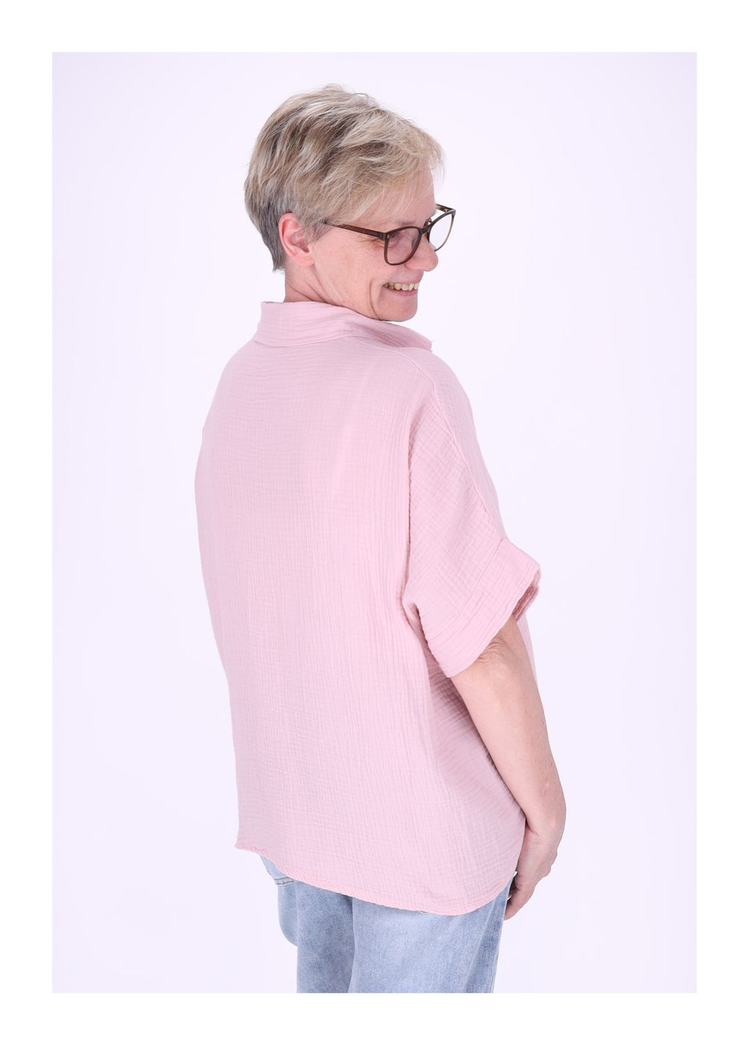 Splash of Color Musselin Bluse Kurzarm