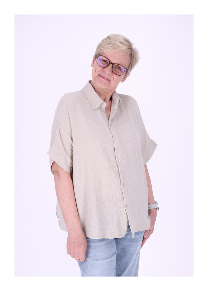 Splash of Color Musselin Bluse Kurzarm
