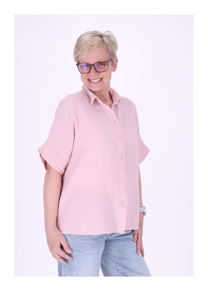 Splash of Color Musselin Bluse Kurzarm