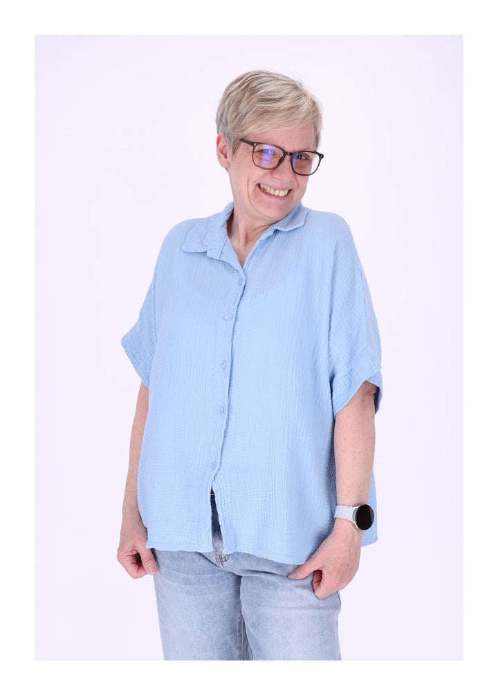 Splash of Color Musselin Bluse Kurzarm