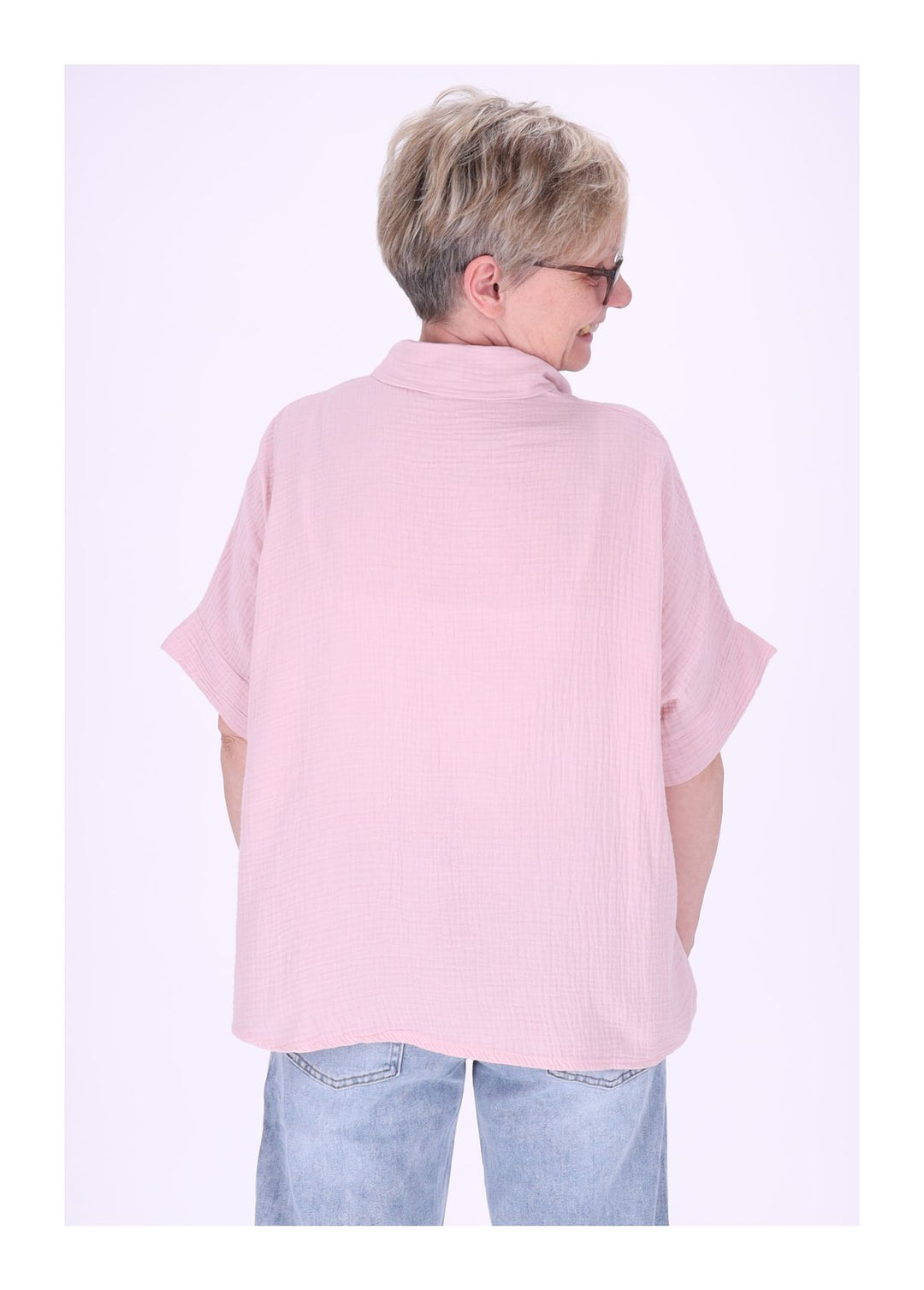 Splash of Color Musselin Bluse Kurzarm