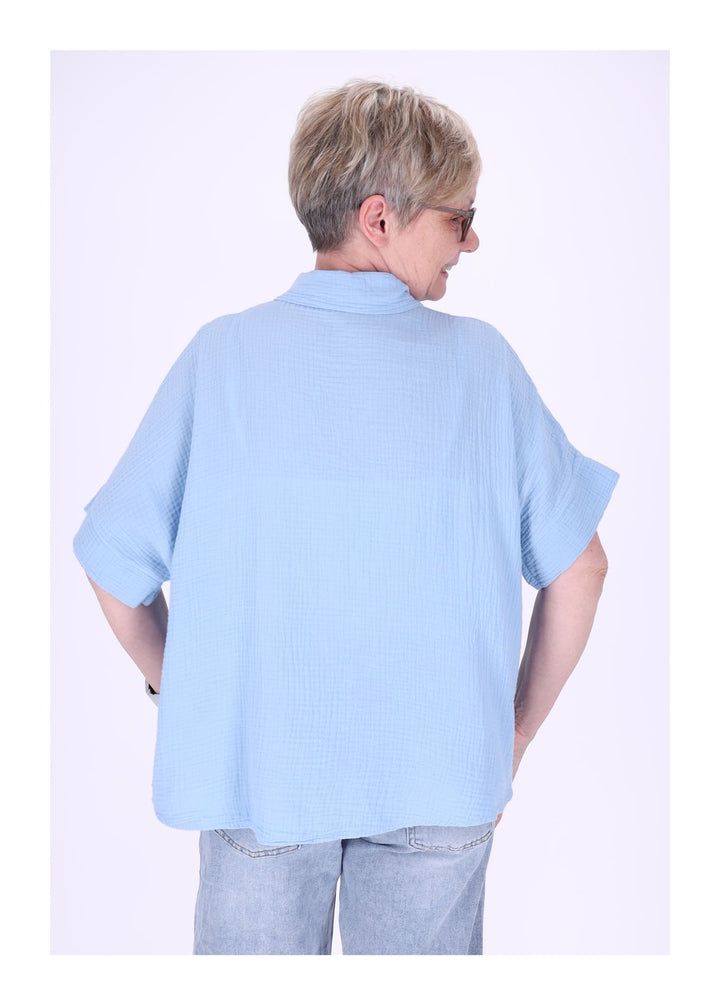 Splash of Color Musselin Bluse Kurzarm